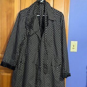 STYLE & CO. B&W POLKA DOT ALL WEATHER LITE COAT